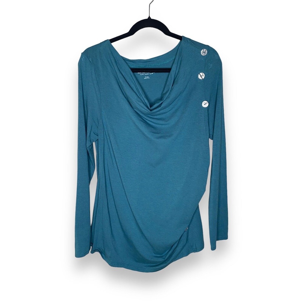 SOFT SURROUNDINGS Long Sleeve Button Side Tee Shirt Top Cowl Neck Blouse SizeXL